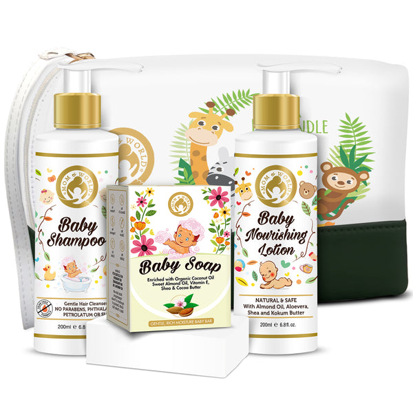 Baby Shampoo (200ml) + Baby Soap (125g) + Baby Nourishing Lotion (200ml) With Pouch