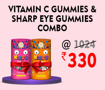 Kidsy Vitamin C Gummies & Kidsy Sharp Eye Gummies, (Orange + Strawberry Mixed Flavoured), 30 Gummies Each