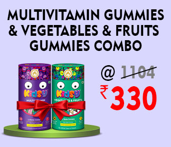 Kidsy Vegetables & Fruits Gummies & Kidsy Multivitamin Gummies, (Mixed Fruit + Strawberry Flavoured), 30 Gummies Each