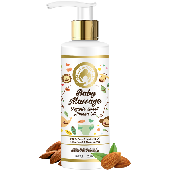 Baby Massage Pure Organic Sweet Almond Oil Cold Pressed, 200 ml