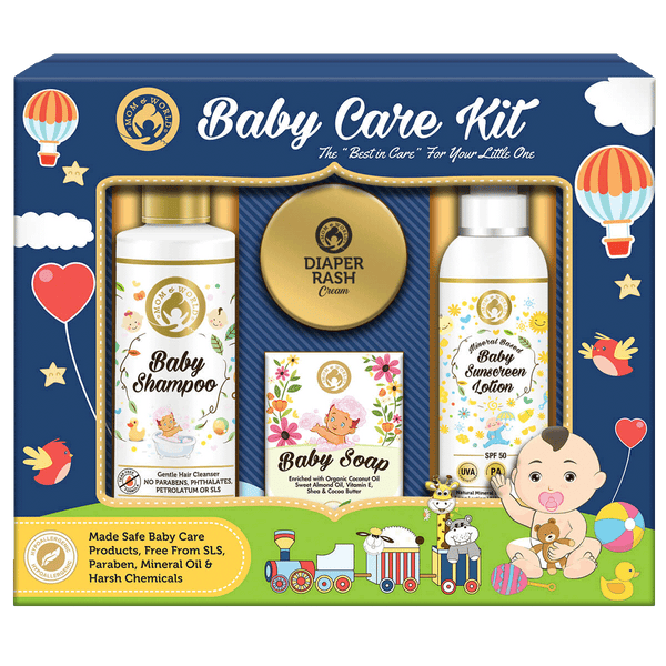 Baby Care Collection Gift Pack – Baby Shampoo + Baby Soap + Baby Sunscreen Lotion + Diaper Rash Cream