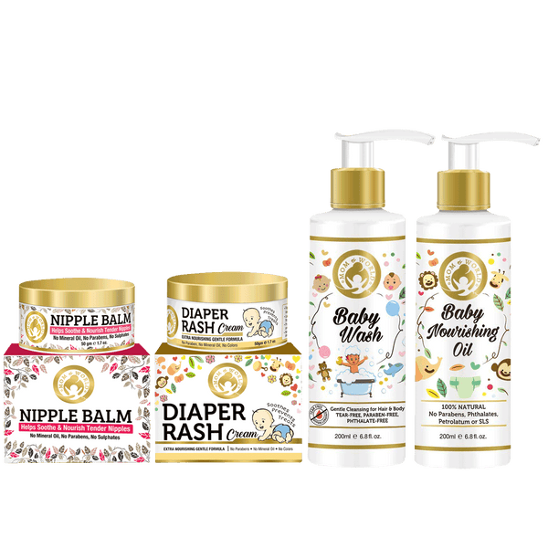 Extra Nourishing Care | Nipple Balm 50g + Diaper Rash 50g + Baby Wash 200ml + Baby Nourishing Oil 200ml