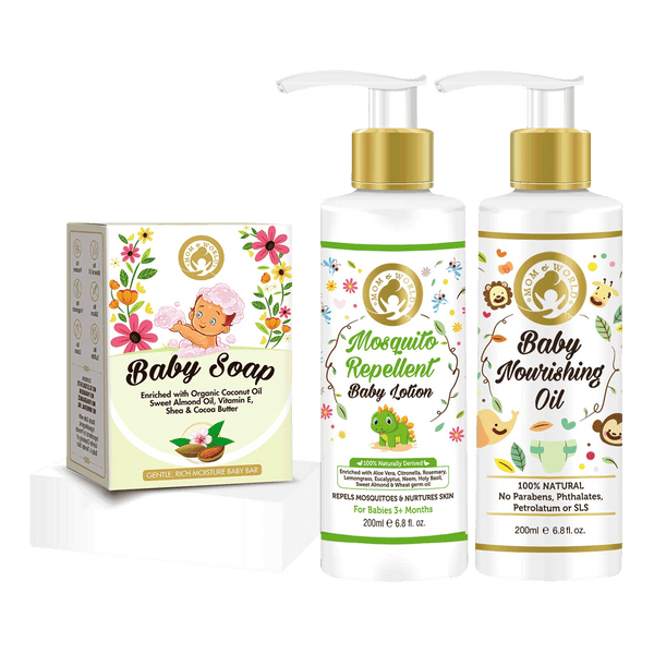 Gentle Baby Care | Baby Soap 125g + Mosquito Repellent Baby Lotion 200ml + Baby Nourishing Oil 200ml