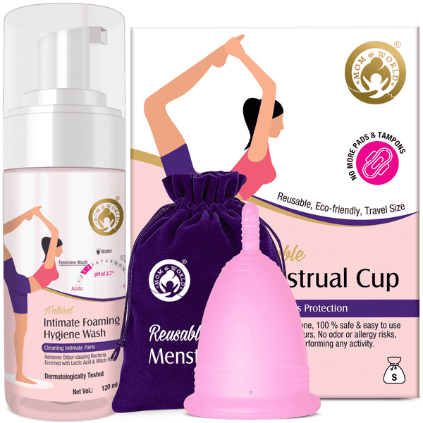 Natural Intimate Foaming Feminine Hygiene Wash 120ml + Reusable Menstrual Cup (Large)